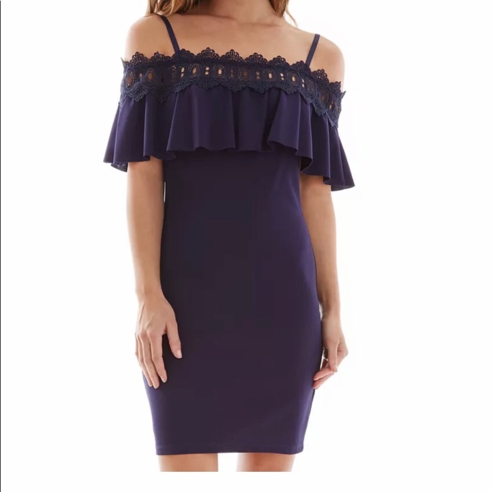 NWT BCX Lace Trim Off The Shoulder Dress Sz 3